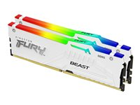 Kingston FURY Beast RGB - DDR5 - kit - 64 Go: 2 x 32 Go - DIMM 288 broches - 6400 MHz / PC5-51200 - CL32 - 1.4 V - mémoire sans tampon - on-die ECC - blanc KF564C32BWAK2-64