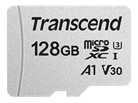 Transcend 300S - Carte mémoire flash (adaptateur inclus(e)) - 128 Go - A1 / Video Class V30 / UHS-I U3 - microSDXC TS128GUSD300S-A